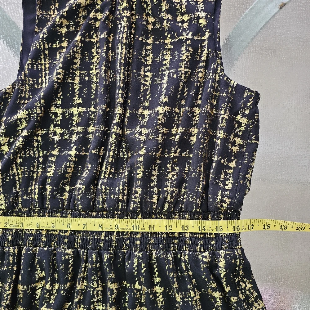 MSK XL Metallic Gold Black Maxi Dress | Boho Glam Tiered Skirt | Holiday Party